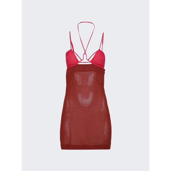 Nensi Dojaka 'U' Red Wire Bra Halterneck Mini Dress Size S - Picture 1 of 4
